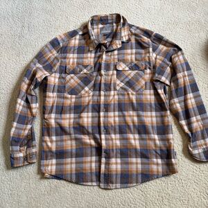 Royal Robbins Men's Casual Plaid Shirt - Tan and Blue